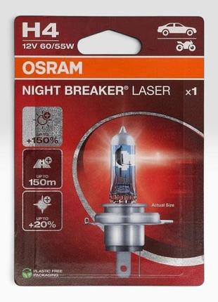 Лампочка h4 osram night breaker 150% 12v 60/55w p43t к/т 1 шт - (64193nl-1bl)