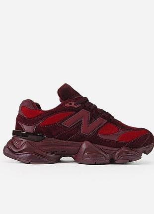 Бордові кросівки унісекс new balance 9060 bordo х нью беланс 40