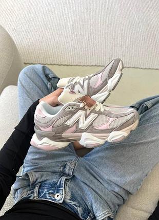 Женские серые кроссовки new balance 9060 grey pink х нью беланс 39