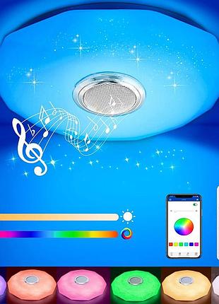 Светодиодная потолочная smart люстра с регулируемой яркостью и bluetooth, музыкальная bluetooth люстра