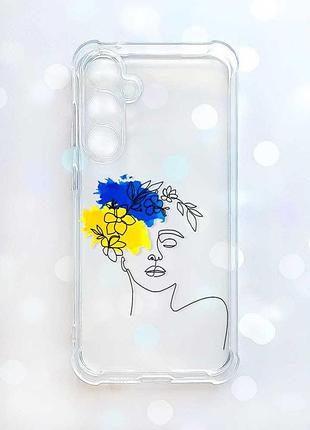 Прозрачный чехол с утолщенными углами на samsung galaxy a37 украинка арт (принт 3)