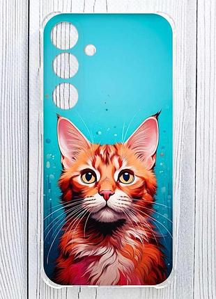 Чохол з потовщеними кутами на samsung galaxy a37 кішка (принт 408)