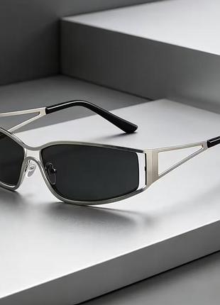 Очки gentle monster вайб y2k y3k ice look футуризм office siren серебряные чорний