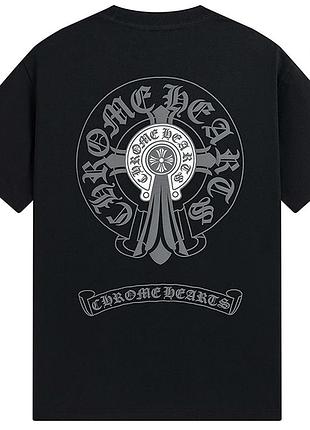 Футболка chrome hearts logo черная унисекс хром хартс