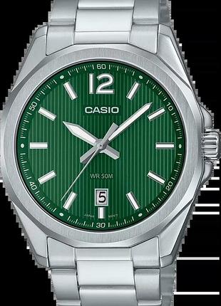 Часы мужские casio timeless collection mtp-e725d-3a стальной корпус зелёный циферблат