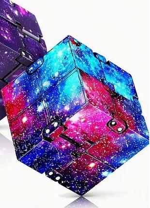 Магический кубик с бесконечными вариантами, куб антистресс crazy cube голубая пластиковая игрушка синій з червоним, космічний