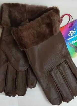 Рукавички коричневий жіночі і підліток з натуральної овчини