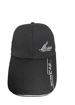 Черная мужская кепка sport style cap с белым принтом, спортивная бейсболка, размер 54-58