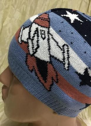 Шапка для хлопчика одинарна з малюнком колір блакитний
