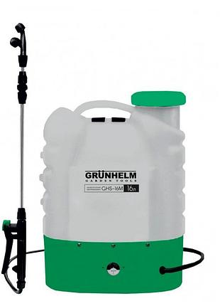 Опрыскиватель аккумуляторный 16 л 8 ач 12 в для сада и огорода белый grunhelm mc-10898