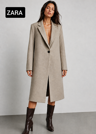 Пальто женское прямого кроя удлиненное от бренда zara m