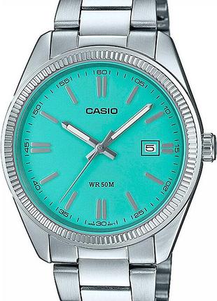 Годинник чоловічий casio timeless collection mtp-1302pd-2a2 блакитний (бірюзовий) циферблат