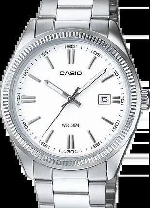 Мужские часы casio timeless collection mtp-1302d-7a1 белый циферблат