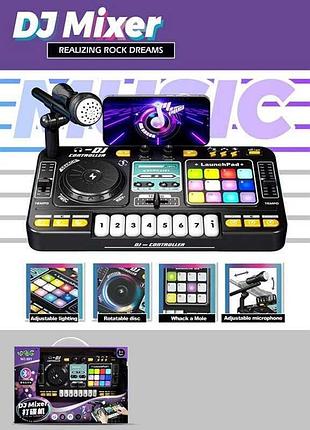 Музична dj установка 8 d 8 c з вбудованим акумулятором 3.7 v, bluetooth, usb, мікрофон, підсвічуванням і функціями запису