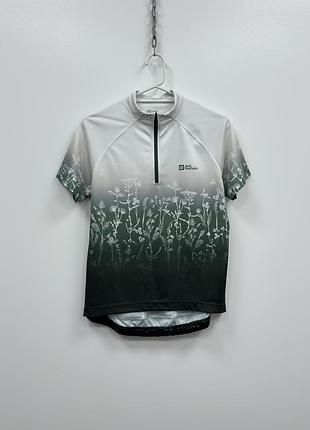 Вело джерсі футболка jack wolfskin w morobbia printed cycling jersey green/white