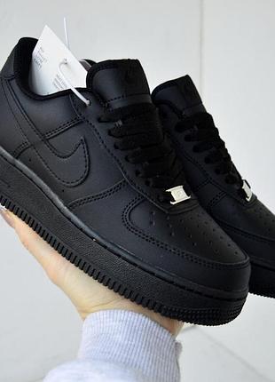 Nike air force 1 low black женские кроссовки черные размер 39/25см