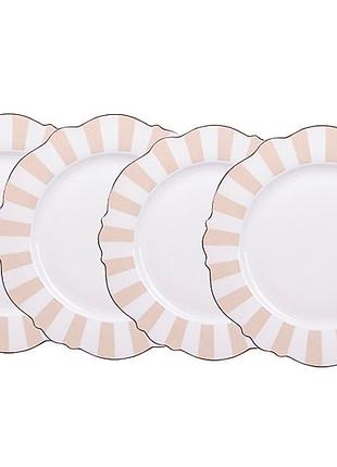 Набор фарфоровых тарелок hanna beige 21 см 4 шт 1922-145