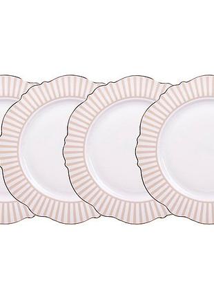 Набор фарфоровых тарелок hanna beige 21 см 4 шт 1922-144