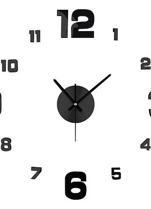 Большие настенные часы черные 120 см 3d diy clock 5959