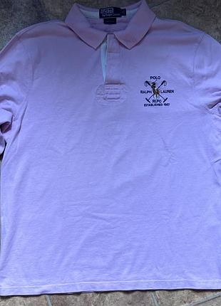 Розовая рубашка-поло с длинным рукавом от polo ralph lauren