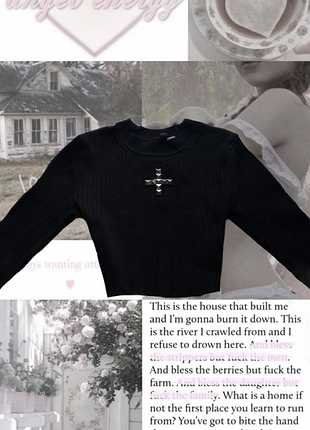 Кроп топ y2k с крестом из шипов кофта opium grunge vintage винтаж гранж готика лонгслив dollskill coquette