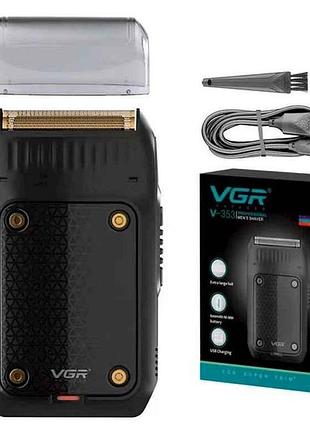 Електробритва 5вт акумулятор v-353 шейвер black, висувний триммер тм vgr