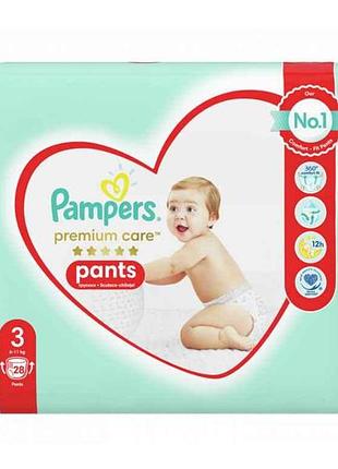Підгузники-трусики одноразові prem. care pants midi (6-11 кг)сер. 28 тм pampers