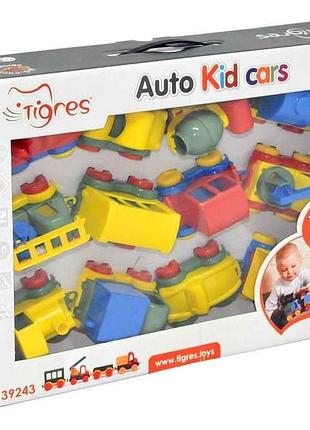 Набор транспорта 4*9*3см kid cars 12шт арт.39243 цветной тм tigres