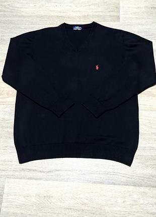 Чоловічий брендовий чорний светр polo ralph lauren, розмір xl, виробництво usa.