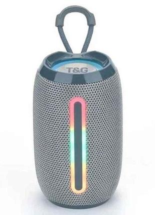 Портативна колонка bluetooth tg653 з rgb підсвічуванням, speakerphone, радіо, grey тм tg
