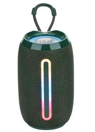 Портативна колонка bluetooth tg653 з rgb підсвічуванням, speakerphone, радіо, green тм tg