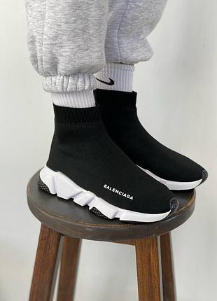 Кроссовки balenciaga speed trainer black white баленсиага спид трейнер с носком черно-белые 40