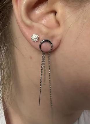 Серебряные серьги с цепочкой 925