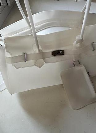 Модна сумка  jelly firkin з прозорого і матового силікону білого кольору .