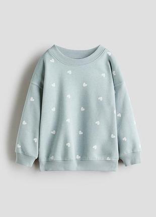 Детский теплый свитшот h&amp;m на флисе | свитшот с принтом для девочки