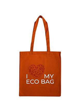 Эко сумка оранжевая шоппер i love my eco bag silk route a-1038