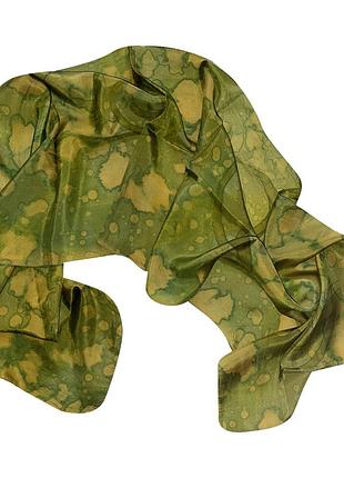 Шарф шовковий зелений silk route a-1638 150х35 см