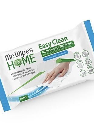 Вологі серветки для прибирання mr. wipes «бриз океану», 40 шт