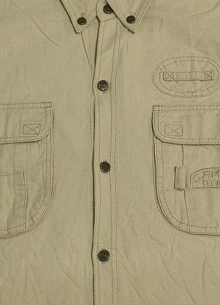 Vintage cotton -camel trophy adventure wear safari - стильная мужская бежевая рубашка - l\xl