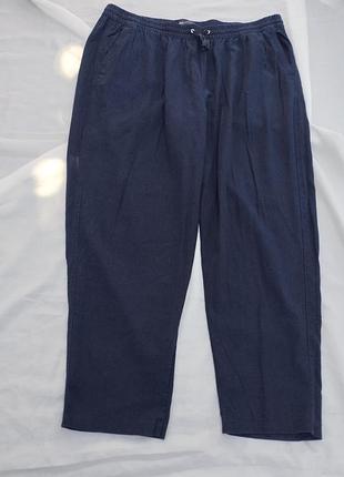Брюки m&s collection, льон, віскоза, жіночі, молодіжні, великий розмір 5xl, талія -резинці, темно-сині, літо, осінь, бангладеш.