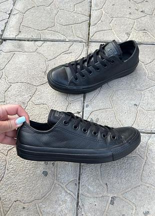 Базовые кожаные черные кеды кеди оригинал converse all star 39р