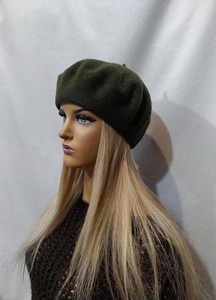 Берет классический из мягкого фетра цвета уточняем зелёный