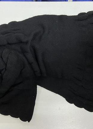 В'язаний шарф чорний із натуральної ангорової нитки 150 х 17 см чорний