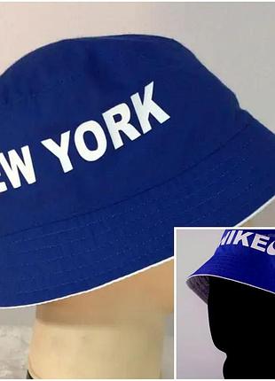 Мужская спортивная панама двухцветная с логотипами 57-59 синий с белым new york 55-57