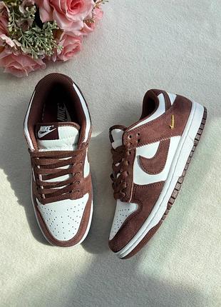 Стильные женские кроссовки nike sb dunk low sail dark brown
