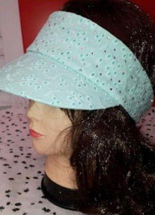 Козирок від сонця з бавовни-батіста бірюзовий