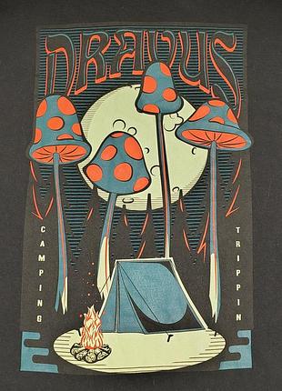 Vintage cotton -dravus camping trippin - стильна футболка з грибами і кемпінгом - xl