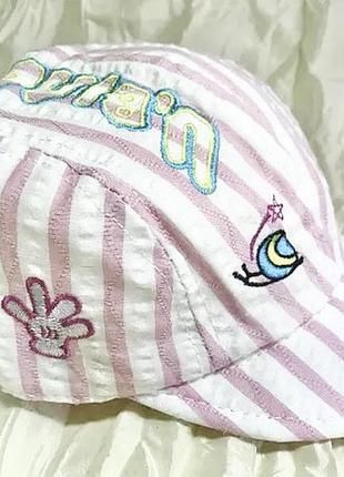 Бейсболка хлопковая от 1-3 лет в розовую полоску светло розовый