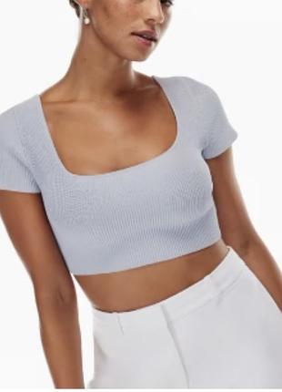 Топ в рубчик сірий babaton (aritzia) з квадратним вирізом м