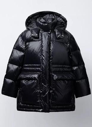 Стильний якісний пуховик zara, оригінал, пух ,перо